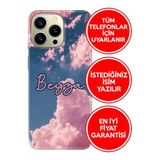 Senada Huawei Nova Y70 Y90 9 10 Se Mate 10 20 Lite Pro İle Uyumlu Kılıf İsimli Yazılı Kişiye Özel Pembe Bulut