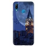 Senada Huawei P20 Lite ile Uyumlu Kılıf Resimli Desenli Silikon Galata Moon