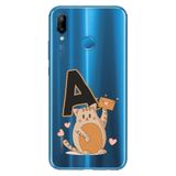 Senada Huawei P20 Lite ile Uyumlu Kılıf Resimli Desenli Silikon Kedili A Harfi