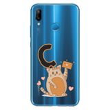 Senada Huawei P20 Lite ile Uyumlu Kılıf Resimli Desenli Silikon Kedili C Harfi