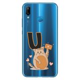 Senada Huawei P20 Lite ile Uyumlu Kılıf Resimli Desenli Silikon Kedili Ü Harfi