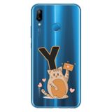 Senada Huawei P20 Lite ile Uyumlu Kılıf Resimli Desenli Silikon Kedili Y Harfi