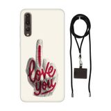 Senada Huawei P20 Pro ile Uyumlu Kılıf Love You Silikon İpli Boyun Askı Aparatı
