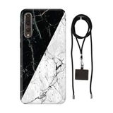 Senada Huawei P20 Pro ile Uyumlu Kılıf Mermer Silikon İpli Boyun Askı Aparatı