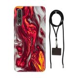 Senada Huawei P20 Pro ile Uyumlu Kılıf Red Marbles Silikon İpli Boyun Askı Aparatı