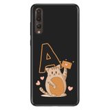 Senada Huawei P20 Pro ile Uyumlu Kılıf Resimli Desenli Silikon Kedili A Harfi