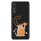 Senada Huawei P20 Pro ile Uyumlu Kılıf Resimli Desenli Silikon Kedili Ç Harfi
