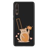 Senada Huawei P20 Pro ile Uyumlu Kılıf Resimli Desenli Silikon Kedili I Harfi