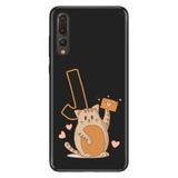 Senada Huawei P20 Pro ile Uyumlu Kılıf Resimli Desenli Silikon Kedili J Harfi