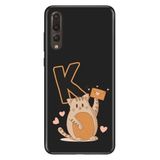 Senada Huawei P20 Pro ile Uyumlu Kılıf Resimli Desenli Silikon Kedili K Harfi