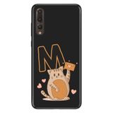 Senada Huawei P20 Pro ile Uyumlu Kılıf Resimli Desenli Silikon Kedili M Harfi