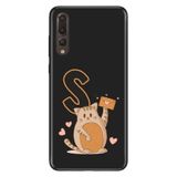Senada Huawei P20 Pro ile Uyumlu Kılıf Resimli Desenli Silikon Kedili S Harfi