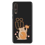 Senada Huawei P20 Pro ile Uyumlu Kılıf Resimli Desenli Silikon Kedili Ü Harfi