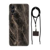 Senada Infinix Hot 12 ile Uyumlu Kılıf Bloom Mermer Desenli Silikon İpli Boyun Askı Aparatı