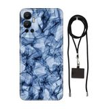 Senada Infinix Hot 12 ile Uyumlu Kılıf Blue Crystal Desenli Silikon İpli Boyun Askı Aparatı