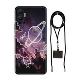 Senada Infinix Hot 12 ile Uyumlu Kılıf Gezegenler Desenli Silikon İpli Boyun Askı Aparatı