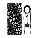 Senada Infinix Hot 12 ile Uyumlu Kılıf KeepCalm Desenli Silikon İpli Boyun Askı Aparatı