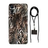 Senada Infinix Hot 12 ile Uyumlu Kılıf Leopar Sanat Desenli Silikon İpli Boyun Askı Aparatı