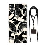 Senada Infinix Hot 12 ile Uyumlu Kılıf Memphis Desenli Silikon İpli Boyun Askı Aparatı