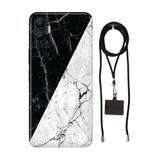 Senada Infinix Hot 12 ile Uyumlu Kılıf Mermer Desenli Silikon İpli Boyun Askı Aparatı