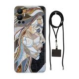 Senada Infinix Hot 12 ile Uyumlu Kılıf Mozaic Kadın Desenli Silikon İpli Boyun Askı Aparatı