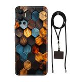 Senada Infinix Hot 12 ile Uyumlu Kılıf Petek Desenli Silikon İpli Boyun Askı Aparatı