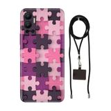 Senada Infinix Hot 12 ile Uyumlu Kılıf Puzzle Desenli Silikon İpli Boyun Askı Aparatı