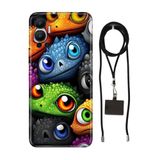 Senada Infinix Hot 12 ile Uyumlu Kılıf Renkli Canavarlar Desenli Silikon İpli Boyun Askı Aparatı