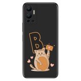 Senada Infinix Hot 12 ile Uyumlu Kılıf Resimli Desenli Silikon Kedili B Harfi