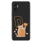 Senada Infinix Hot 12 ile Uyumlu Kılıf Resimli Desenli Silikon Kedili D Harfi