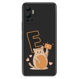 Senada Infinix Hot 12 ile Uyumlu Kılıf Resimli Desenli Silikon Kedili E Harfi