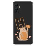 Senada Infinix Hot 12 ile Uyumlu Kılıf Resimli Desenli Silikon Kedili H Harfi