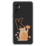 Senada Infinix Hot 12 ile Uyumlu Kılıf Resimli Desenli Silikon Kedili K Harfi