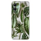 Senada Infinix Hot 12 İle Uyumlu Kılıf Silikon Desenli Resimli Uv Kapak 4D Yeşil Yapraklar