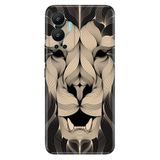 Senada Infinix Hot 12 İle Uyumlu Kılıf Silikon Desenli Resimli Uv Kapak Altın Aslan Mandala