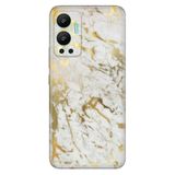 Senada Infinix Hot 12 İle Uyumlu Kılıf Silikon Desenli Resimli Uv Kapak Altın Mermer