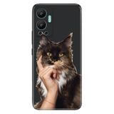 Senada Infinix Hot 12 İle Uyumlu Kılıf Silikon Desenli Resimli Uv Kapak Düşün Be Kedi