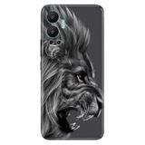 Senada Infinix Hot 12 İle Uyumlu Kılıf Silikon Desenli Resimli Uv Kapak Kara Aslan