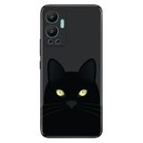 Senada Infinix Hot 12 İle Uyumlu Kılıf Silikon Desenli Resimli Uv Kapak Kara Kedi