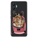 Senada Infinix Hot 12 İle Uyumlu Kılıf Silikon Desenli Resimli Uv Kapak Kedi Tatilde