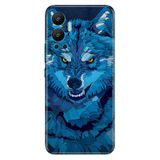 Senada Infinix Hot 12 İle Uyumlu Kılıf Silikon Desenli Resimli Uv Kapak Mavi Çizim Kurt