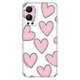 Senada Infinix Hot 12 İle Uyumlu Kılıf Silikon Desenli Resimli Uv Kapak Pembe Çizgili Kalpler