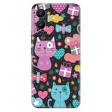 Senada Infinix Hot 12 İle Uyumlu Kılıf Silikon Desenli Resimli Uv Kapak Pembe Kedi,Color184