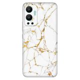 Senada Infinix Hot 12 İle Uyumlu Kılıf Silikon Desenli Resimli Uv Kapak Sarı Beyaz Mermer