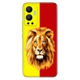 Senada Infinix Hot 12 İle Uyumlu Kılıf Silikon Desenli Resimli Uv Kapak Sarı Kırmızı Parçalı Aslan