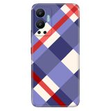 Senada Infinix Hot 12 İle Uyumlu Kılıf Silikon Desenli Tam Koruma Kapak Mavi Ekose
