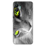 Senada Infinix Hot 12 İle Uyumlu Kılıf Silikon Desenli Tam Koruma Kapak Sarı Göz Kedi