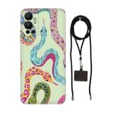 Senada Infinix Hot 12 ile Uyumlu Kılıf Snakes Desenli Silikon İpli Boyun Askı Aparatı