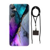 Senada Infinix Hot 20 ile Uyumlu Kılıf Altın Tozu Desenli Silikon İpli Boyun Askı Aparatı