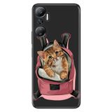 Senada Infinix Hot 20 İle Uyumlu Kılıf Kamera Korumalı Silikon Resimli Uv Kapak Kedi Tatilde